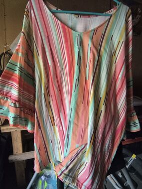 Women’s Multi-Color Striped Scoop Neck Top